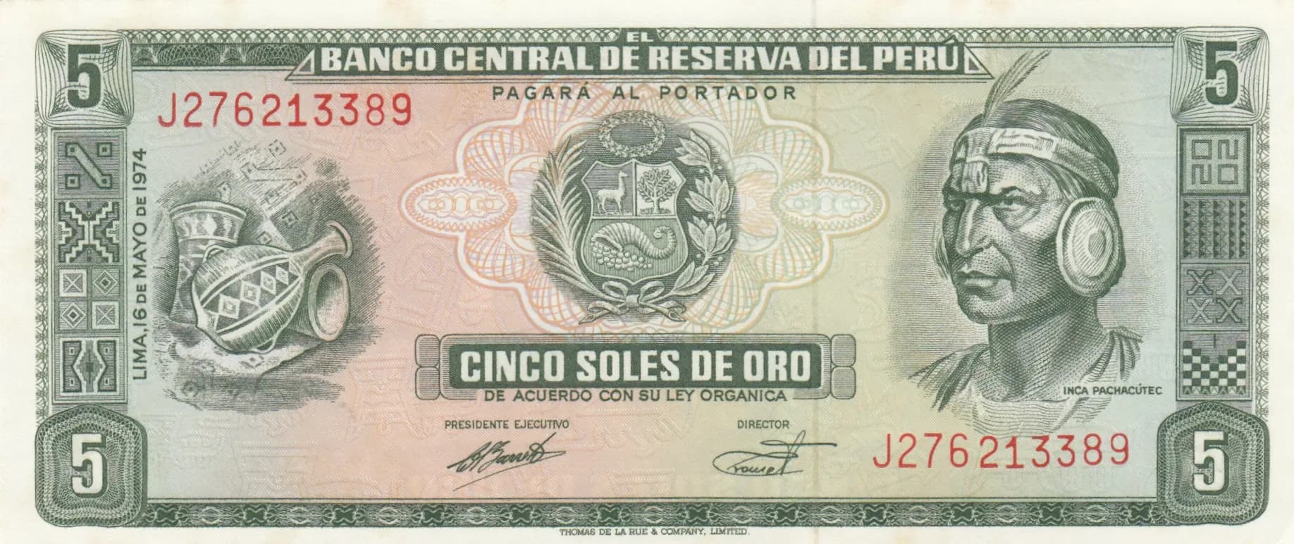 5 soles 1974 from Peru, P-99c