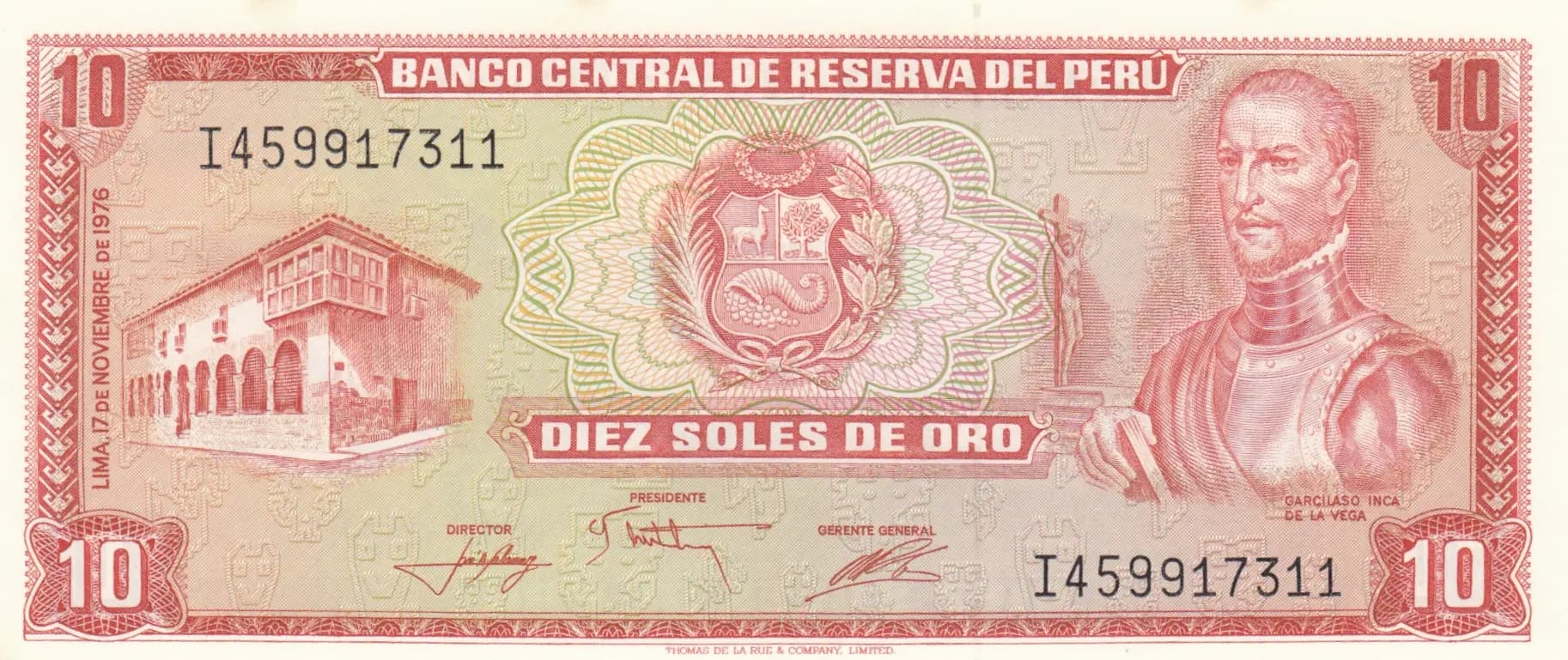 10 soles 1976 from Peru, P-112
