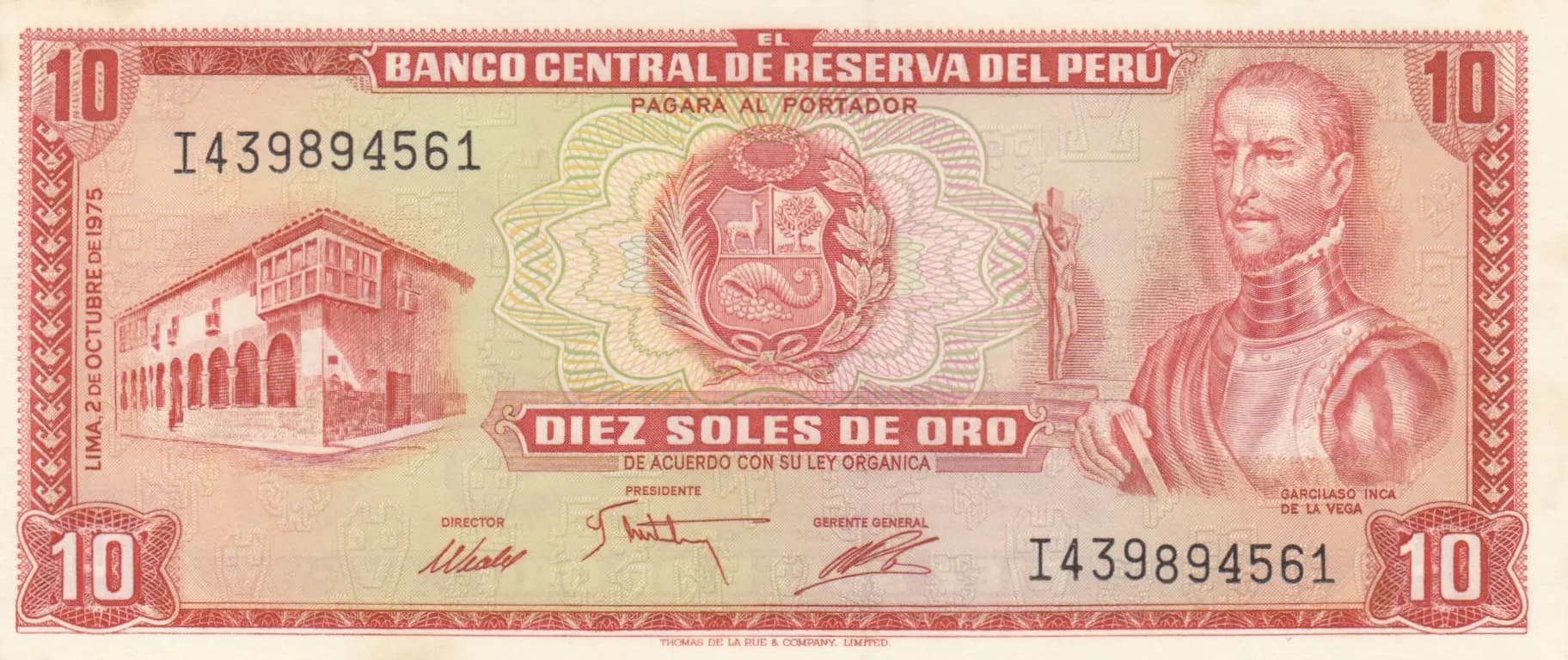 10 soles 1975 from Peru, P-106