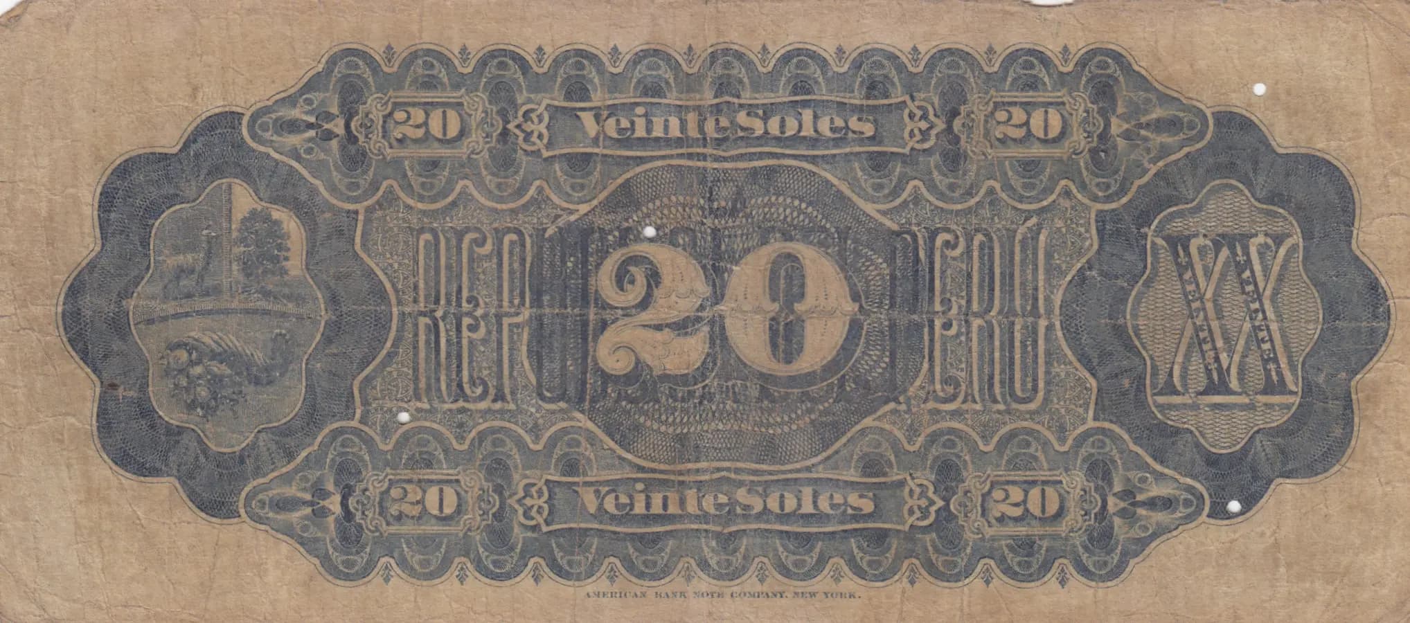 20 soles 1879 from Peru, P-6 (1879) — image 2