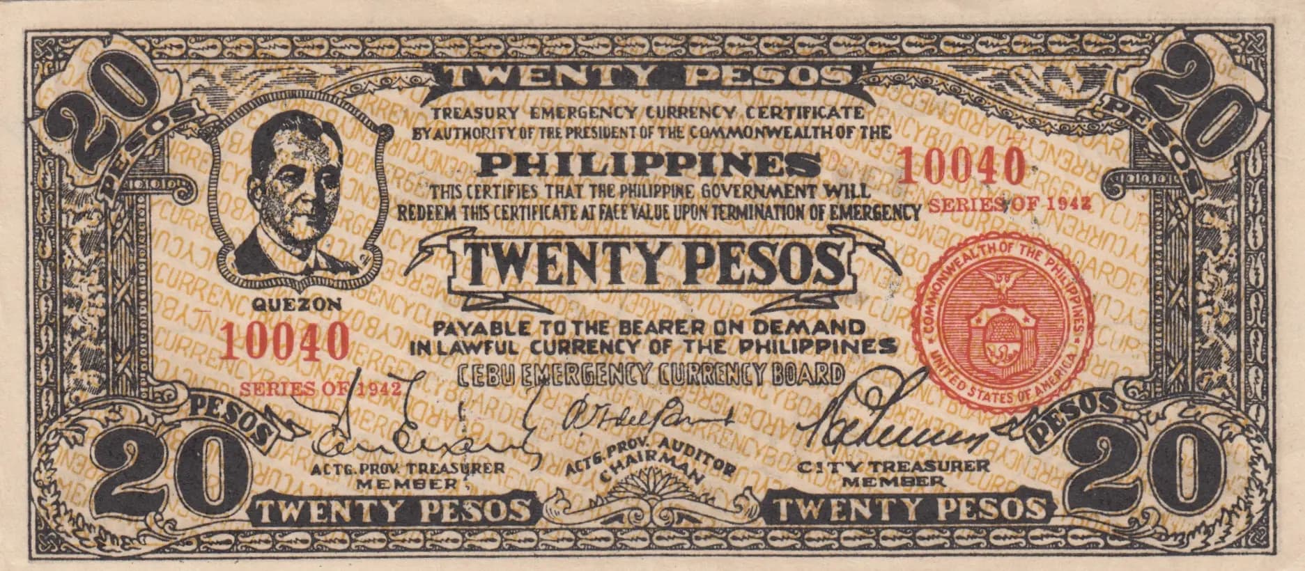 20 pesos 1942 from Philippines, P-S224