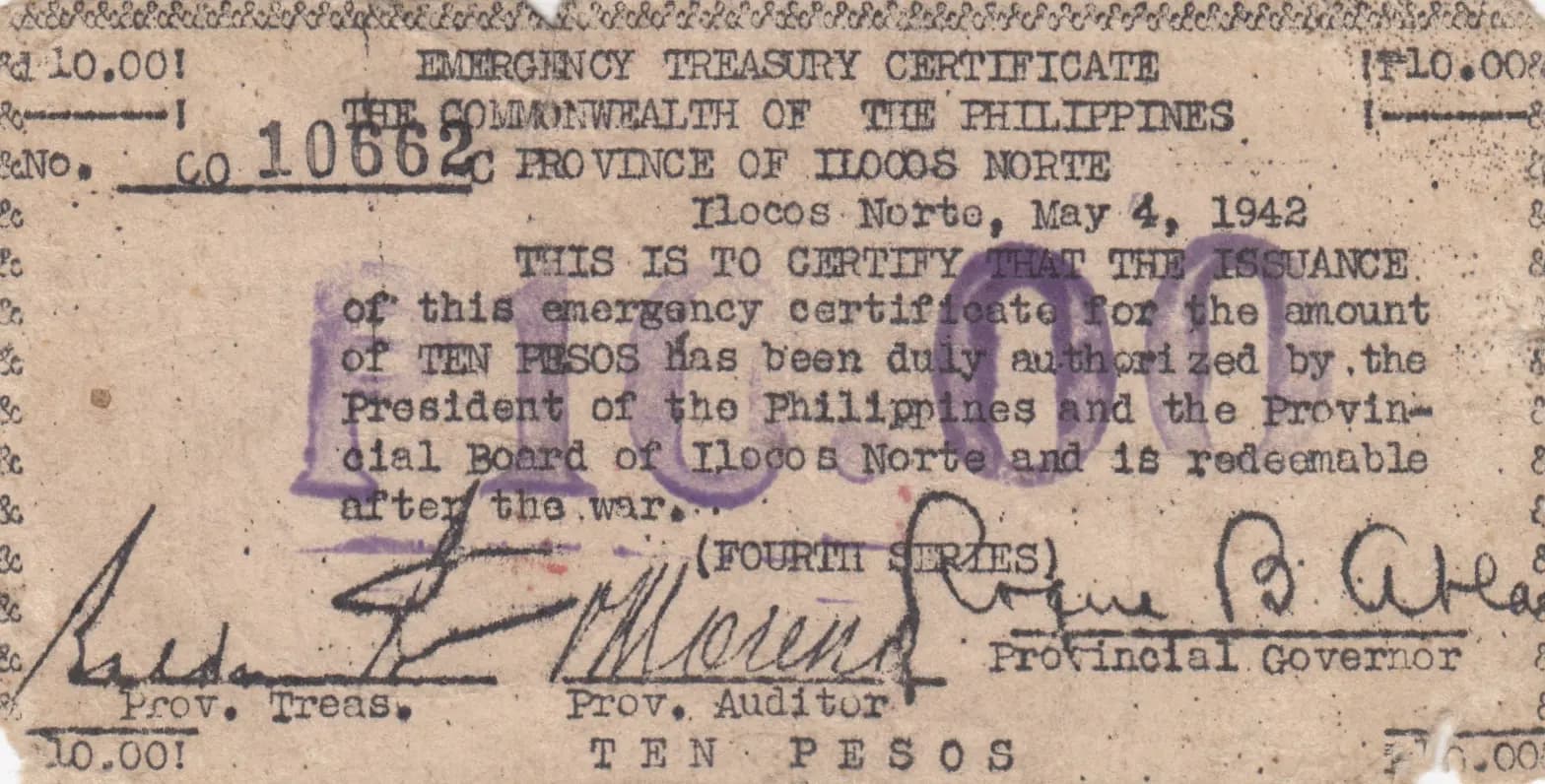 10 pesos 1942 from Philippines, P-S283c (1942) — image 1