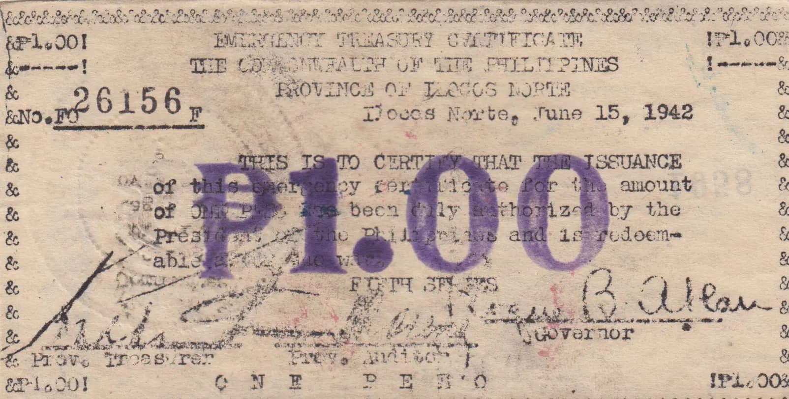 1 peso 1942 from Philippines, P-S296 (1942) — image 1