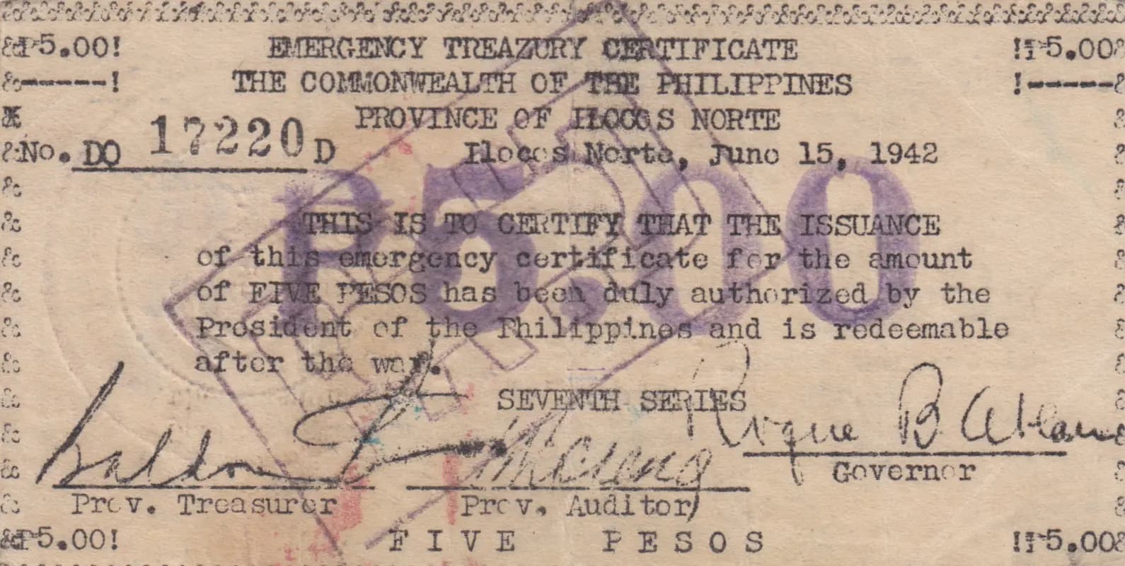 5 pesos 1942 from Philippines, P-S297 (1942) — image 1