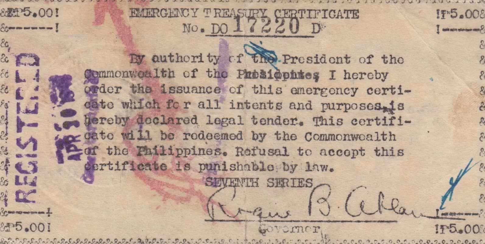 5 pesos 1942 from Philippines, P-S297 (1942) — image 2