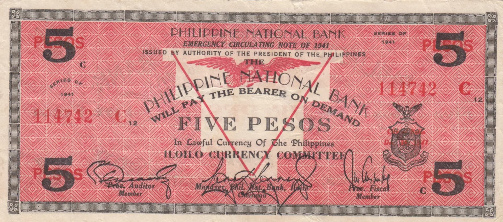 5 pesos 1941 from Philippines, P-S307