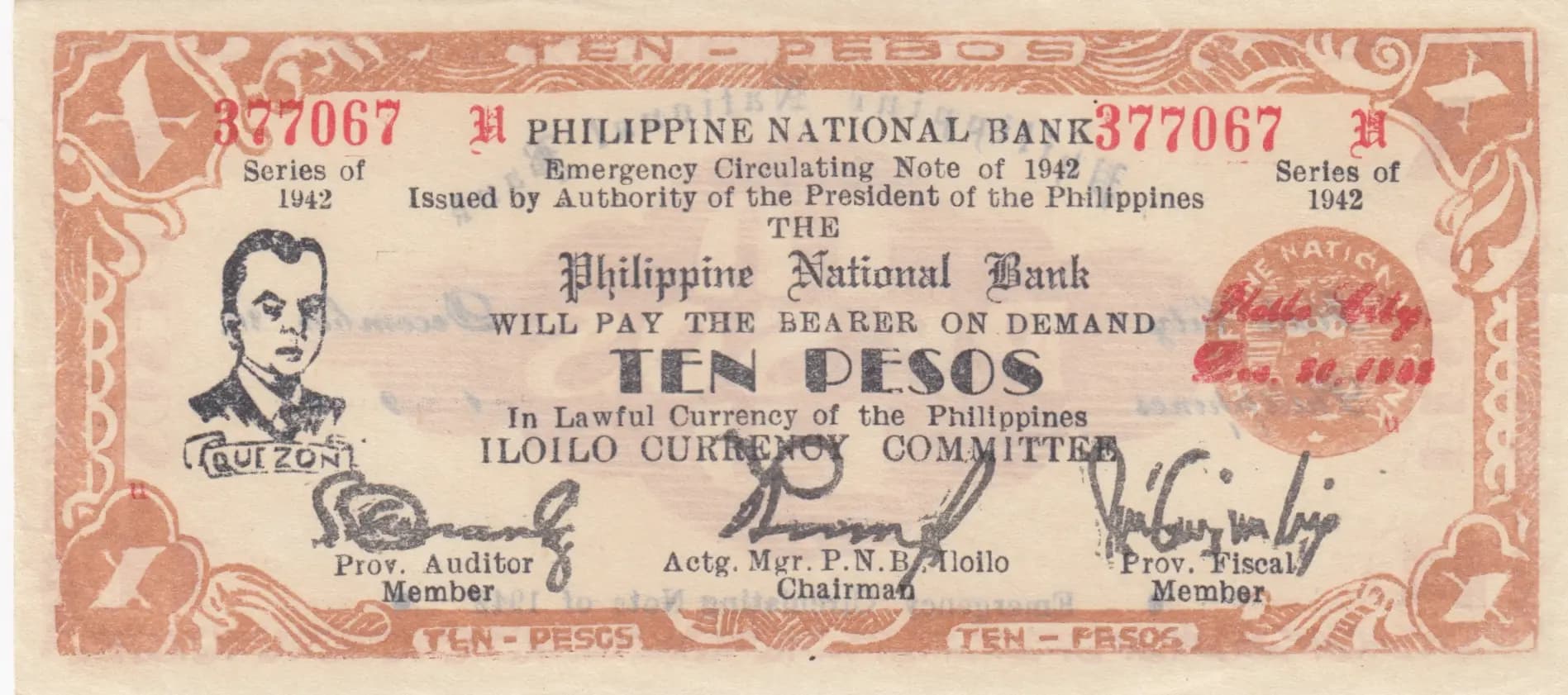 10 pesos 1942 from Philippines, P-S317b