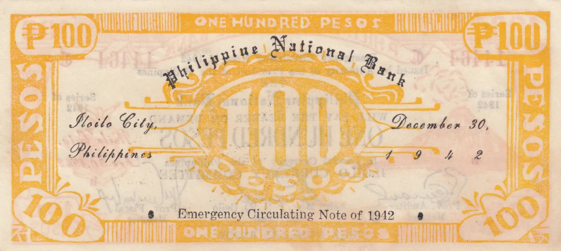 100 pesos 1942 from Philippines, P-S322 (1942) — image 2