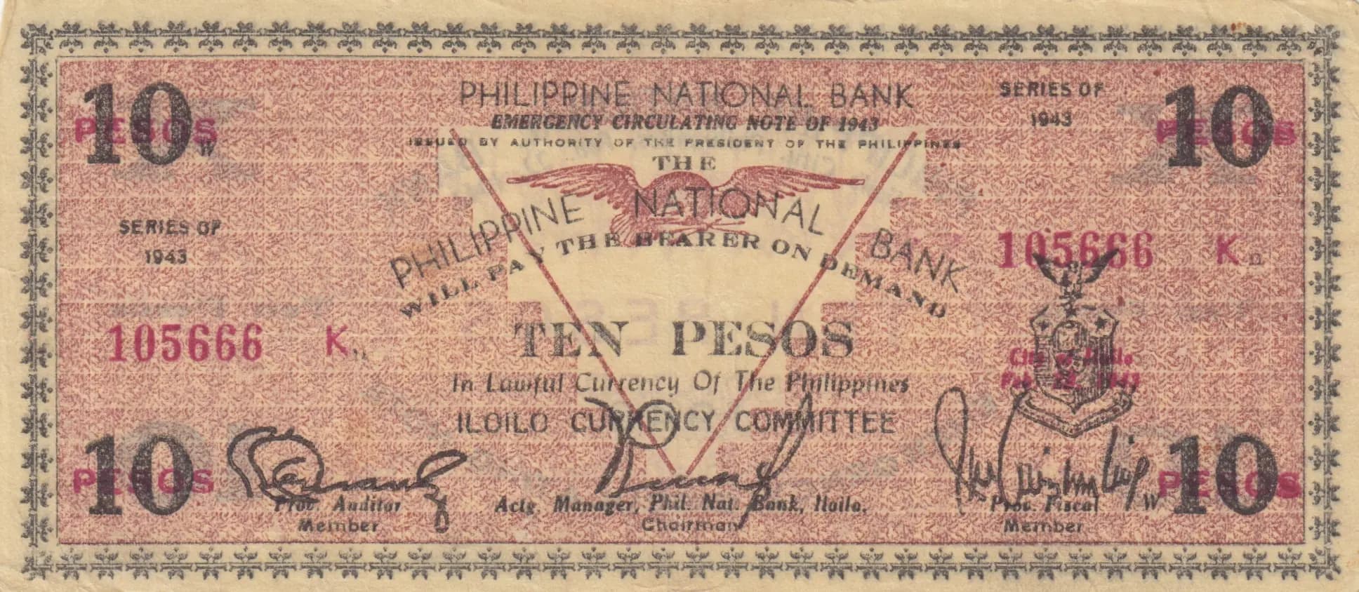 10 pesos 1943 from Philippines, P-S329b