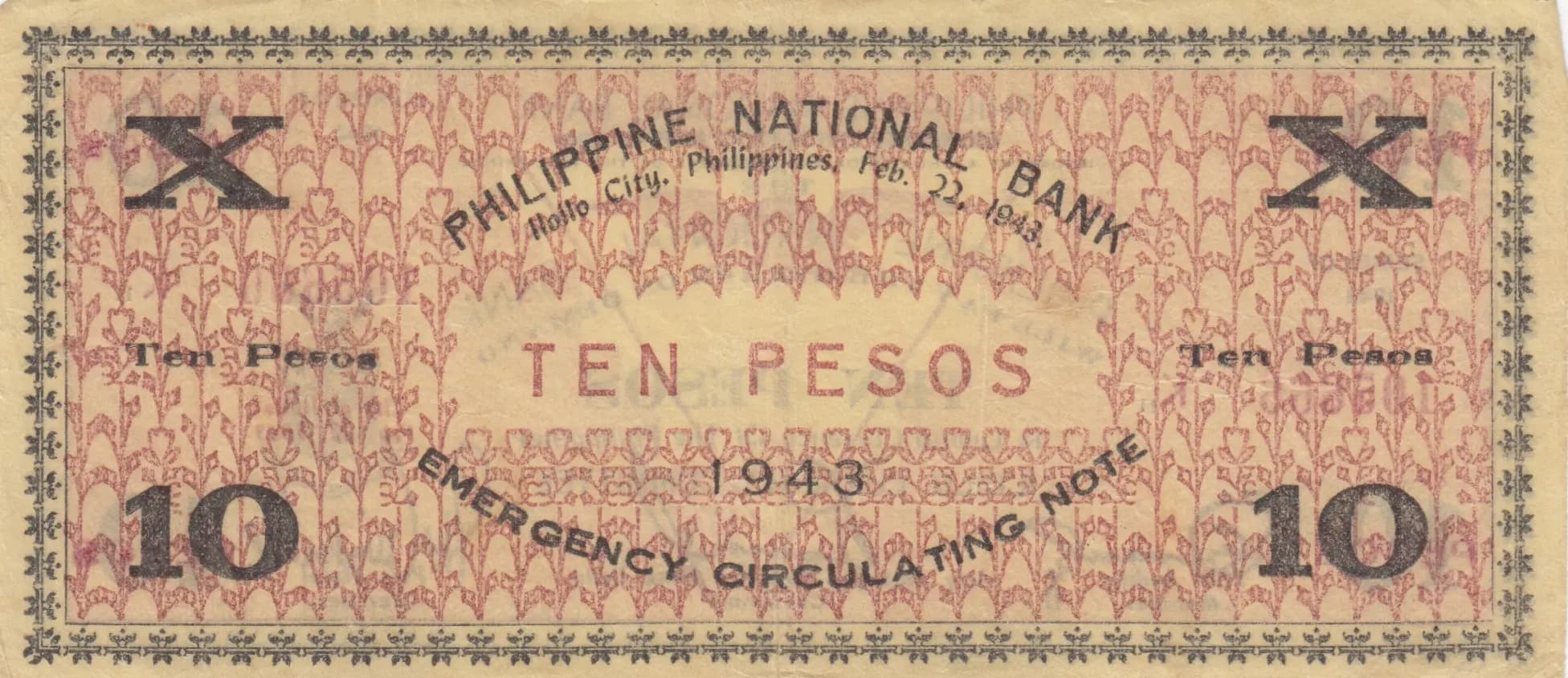10 pesos 1943 from Philippines, P-S329b (1943) — image 2
