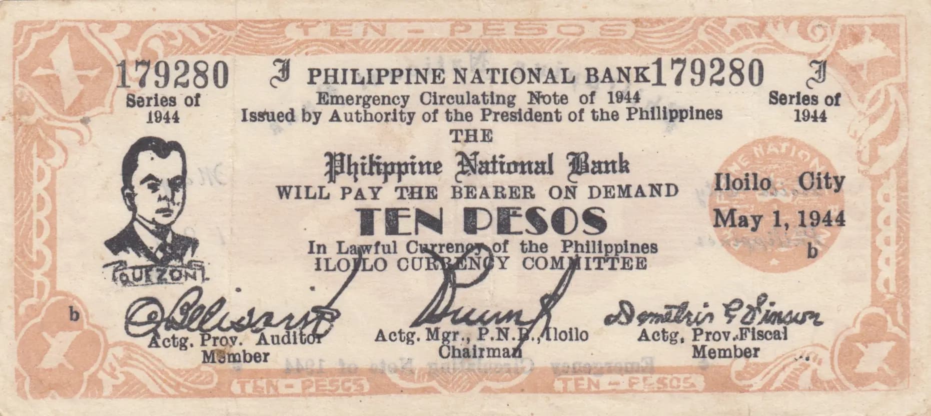 10 pesos 1944 from Philippines, P-S342