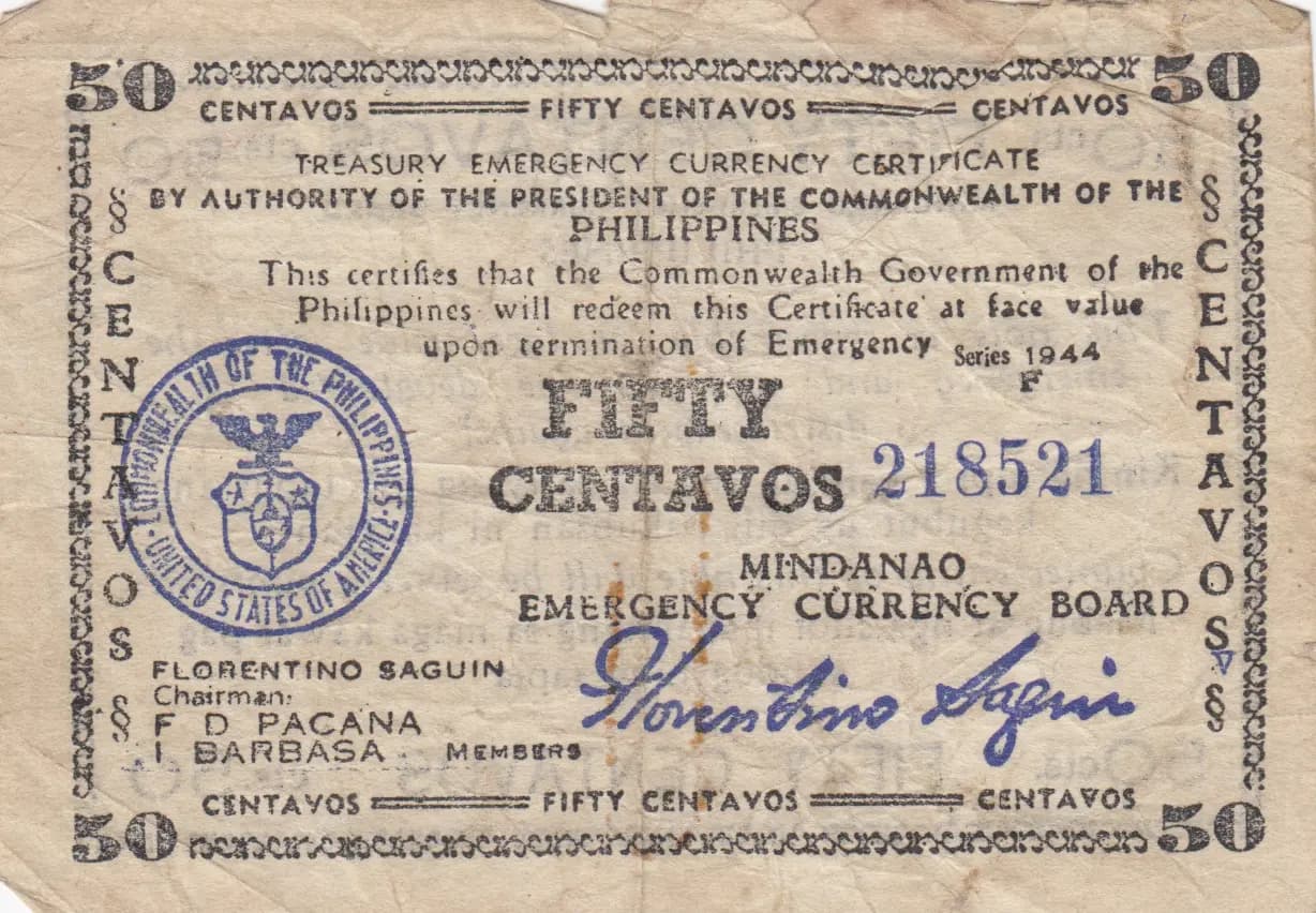 50 centavos 1944 from Philippines, P-S514b