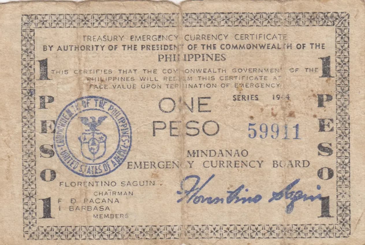 1 peso 1944 from Philippines, P-S523a (1944) — image 1