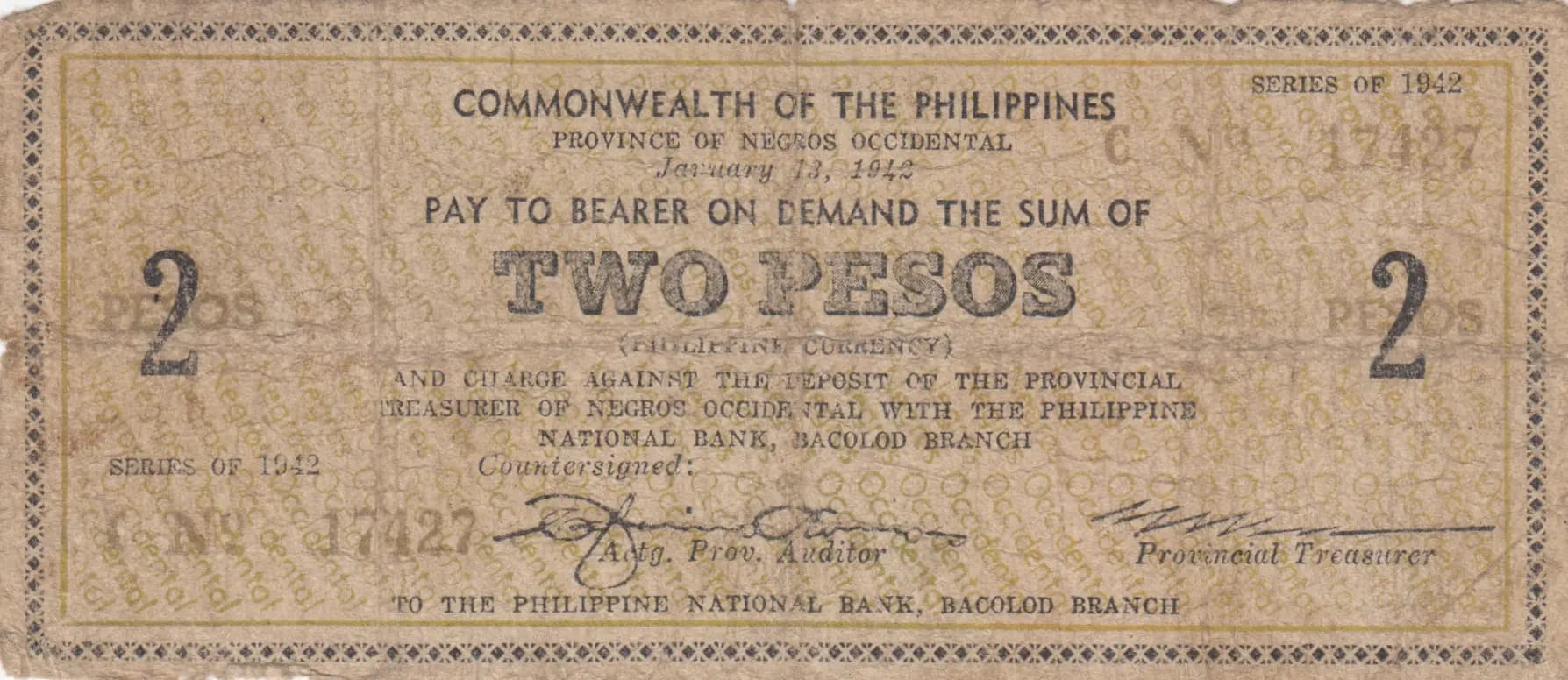 2 pesos 1942 from Philippines, P-S635