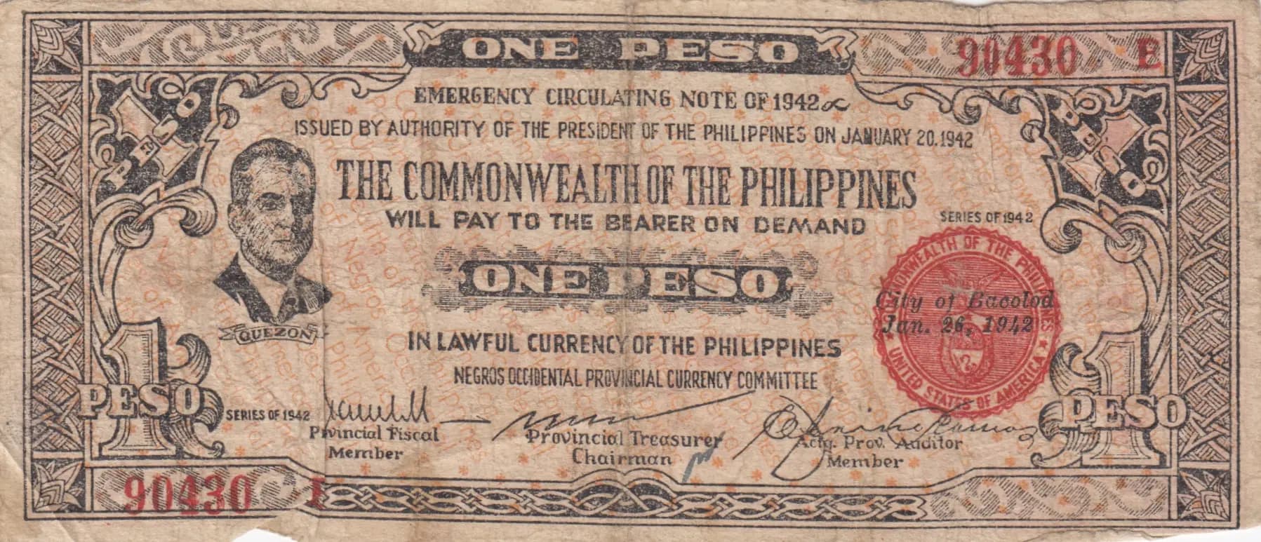 1 peso 1942 from Philippines, P-S646a