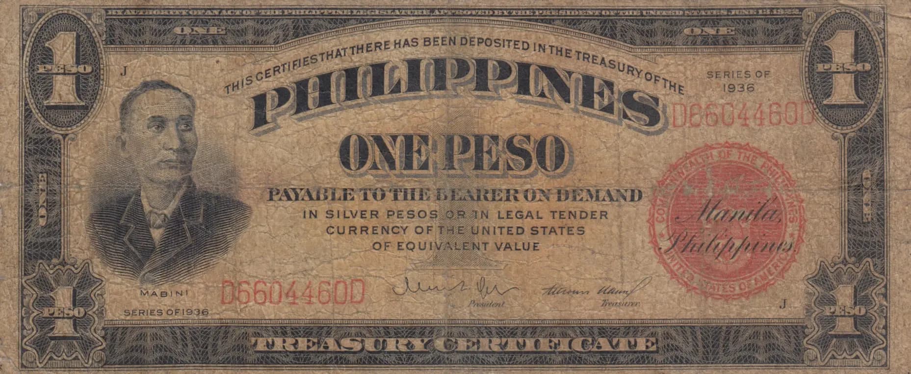 1 peso 1936 from Philippines, P-81 (1936) — image 1