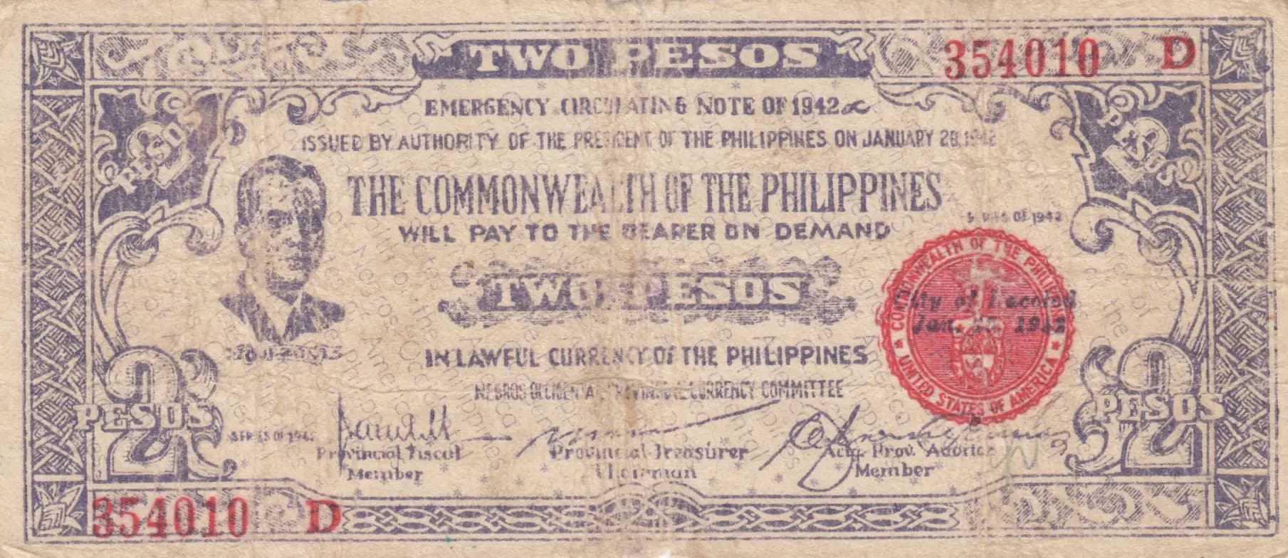 2 pesos 1942 from Philippines, P-S647B