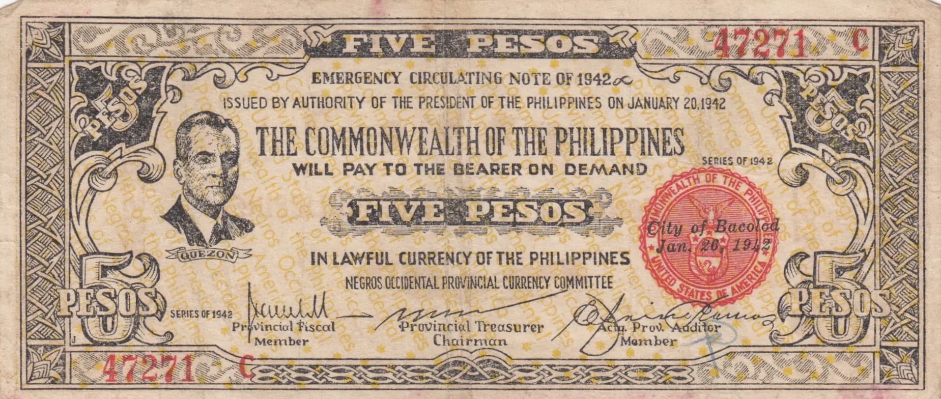 5 pesos 1942 from Philippines, P-S648a (1942) — image 1