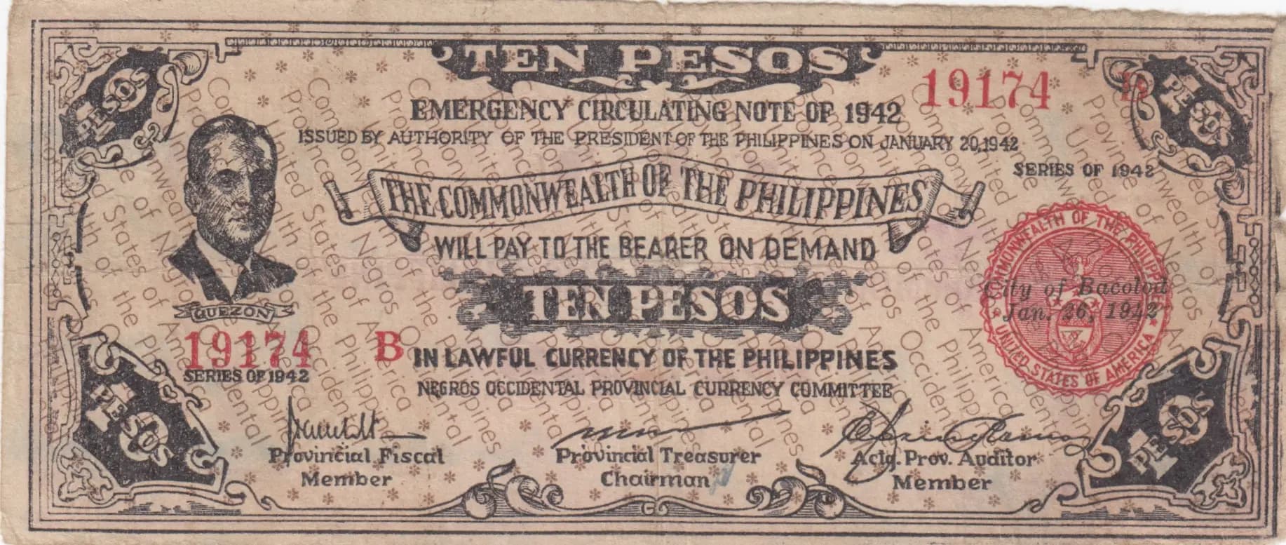 10 pesos 1942 from Philippines, P-S649a (1942) — image 1