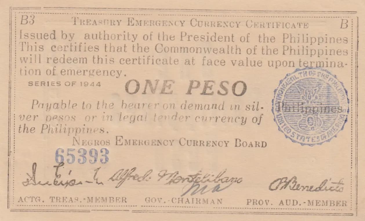1 peso 1944 from Philippines, P-S670