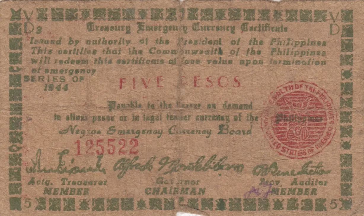 5 pesos 1944 from Philippines, P-S675 (1944) — image 1