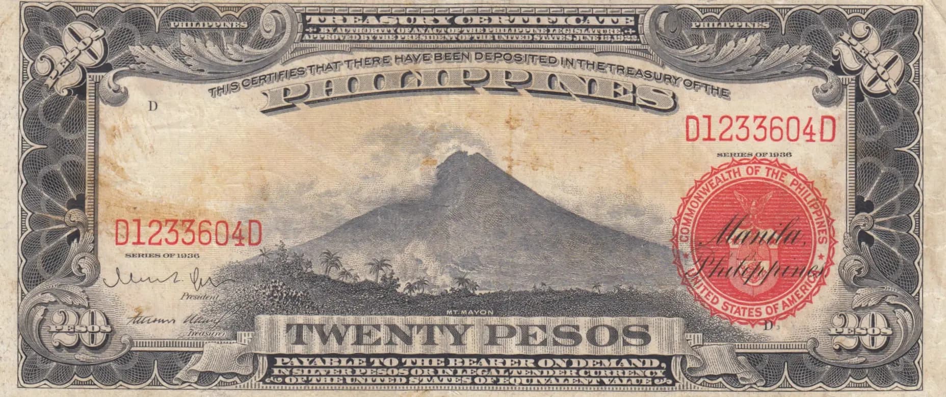 20 pesos 1936 from Philippines, P-85a (1936) — image 1