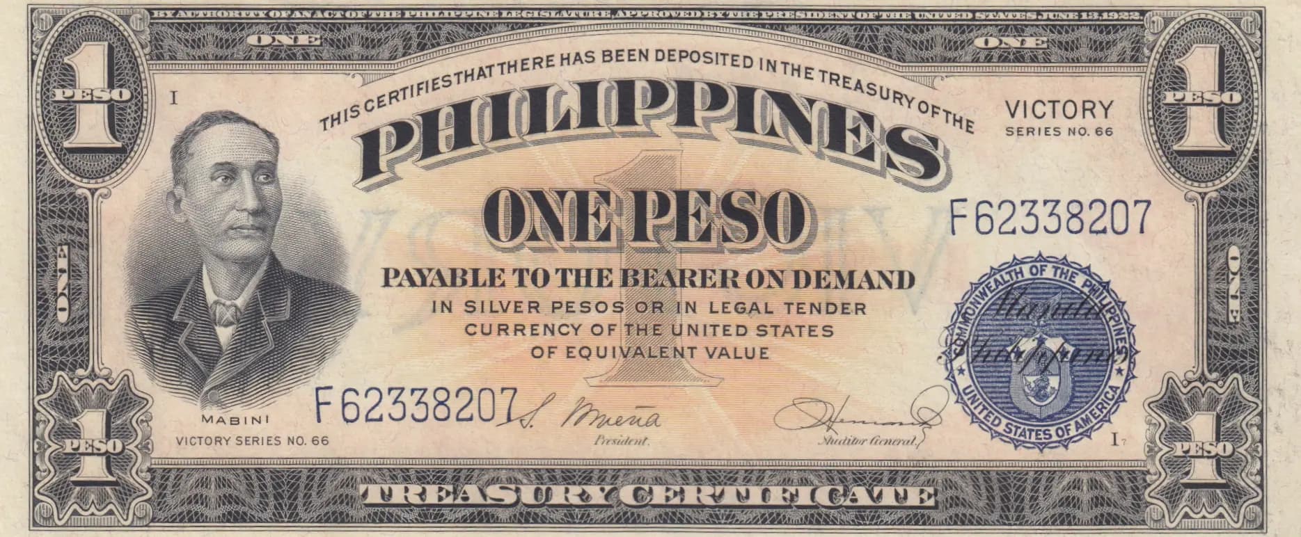 1 peso 1944 from Philippines, P-94