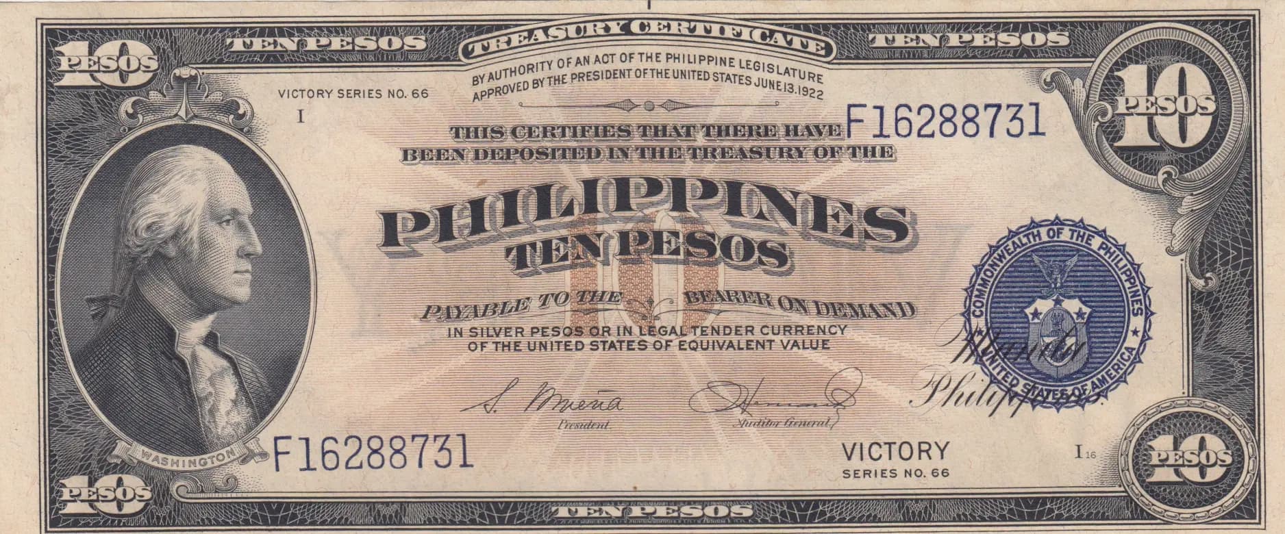 10 pesos 1944 from Philippines, P-97 (1944) — image 1
