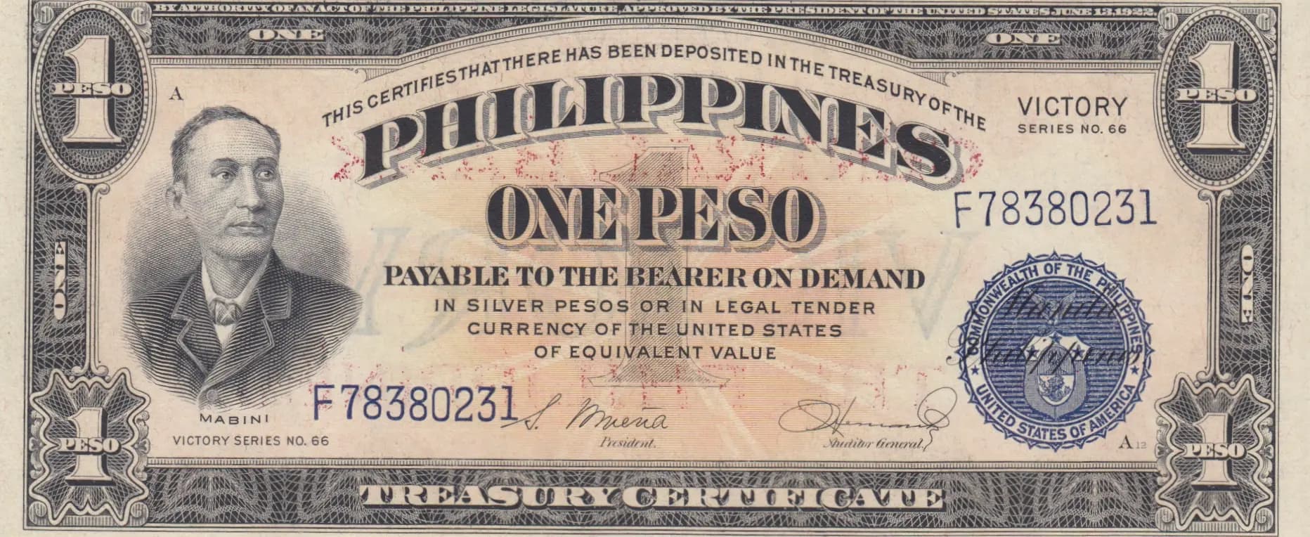 1 peso 1949 from Philippines, P-117c (1949) — image 1