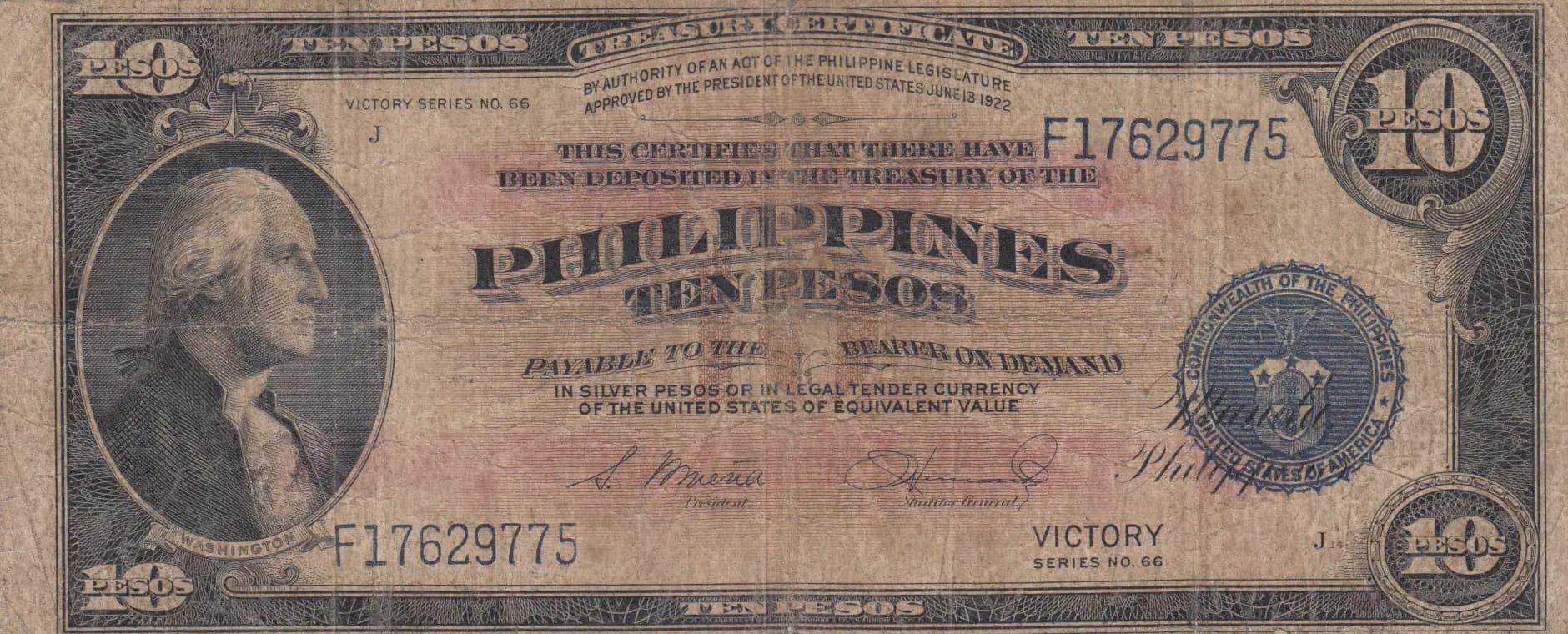 10 pesos 1949 from Philippines, P-120
