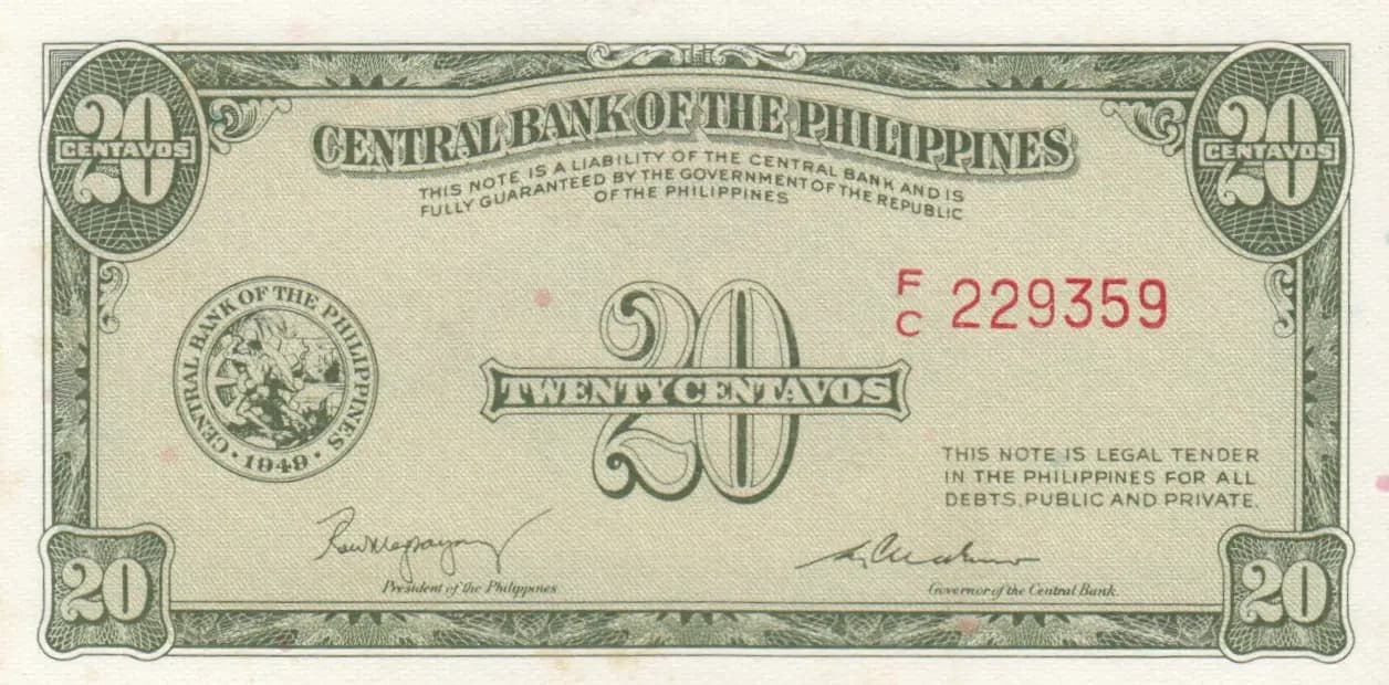 20 centavos 1949 from Philippines, P-130a