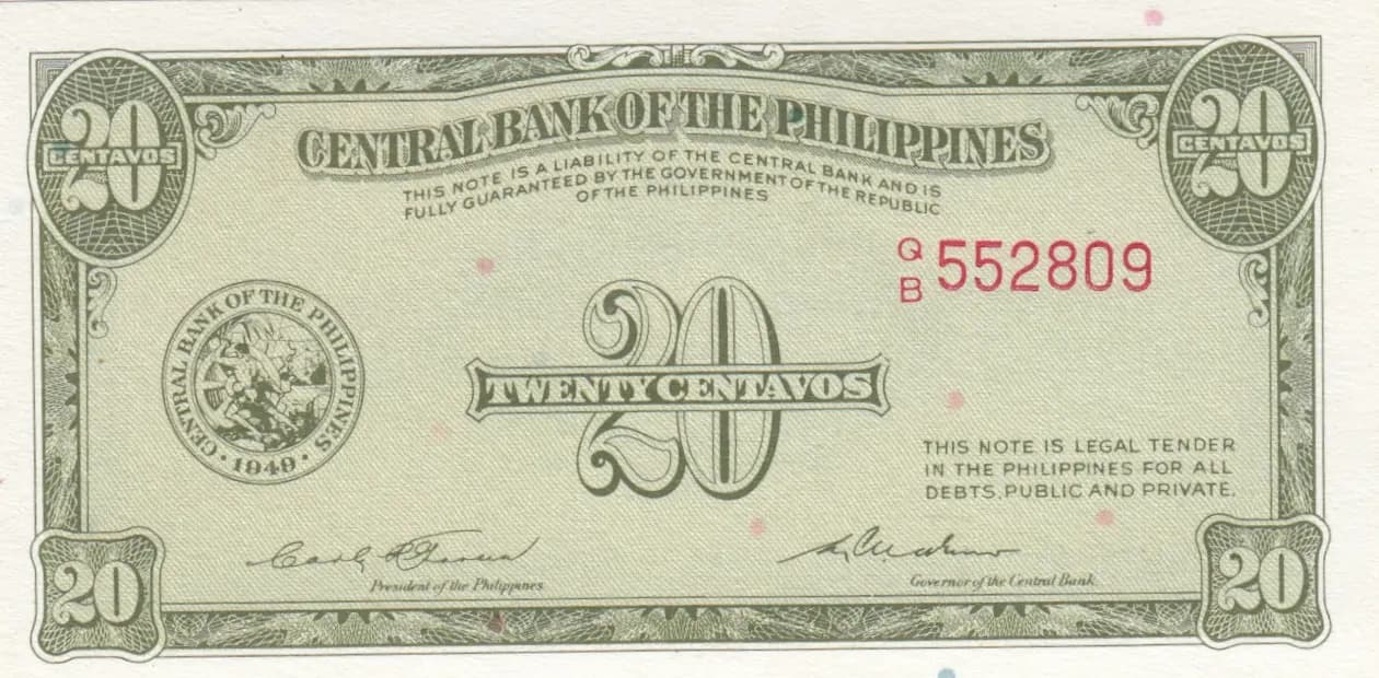 20 centavos 1949 from Philippines, P-130b