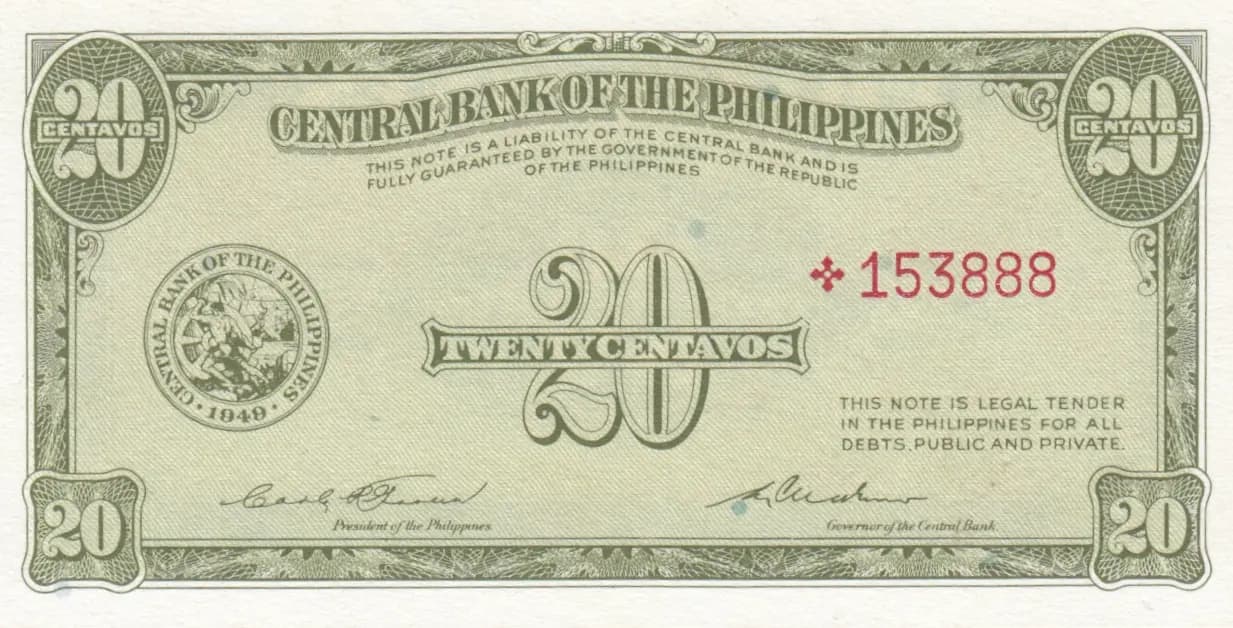20 centavos 1949 replacement from Philippines, P-130b*