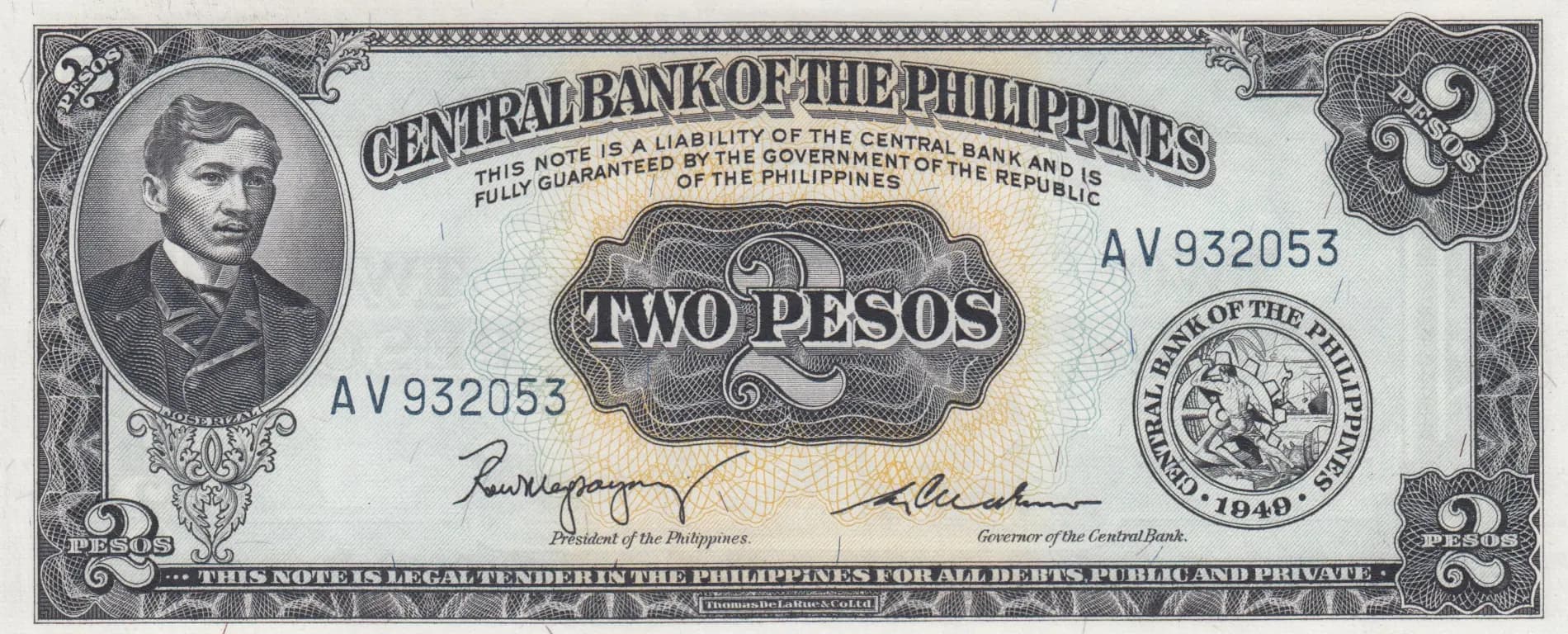 2 pesos 1949 from Philippines, P-134b