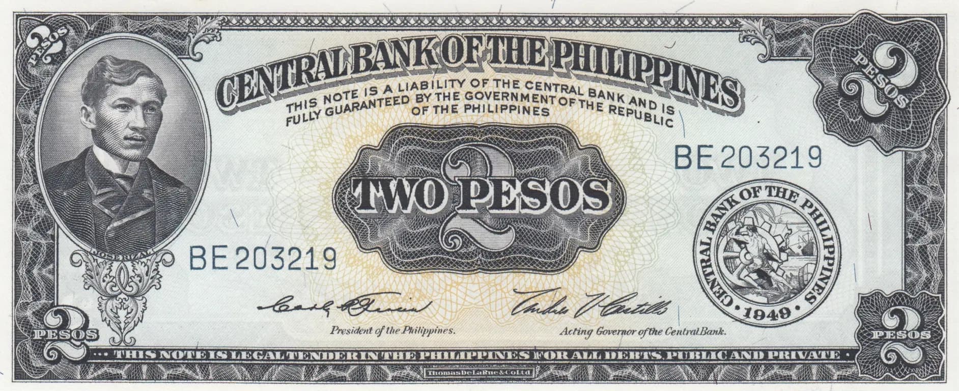 2 pesos 1949 from Philippines, P-134c (1949) — image 1