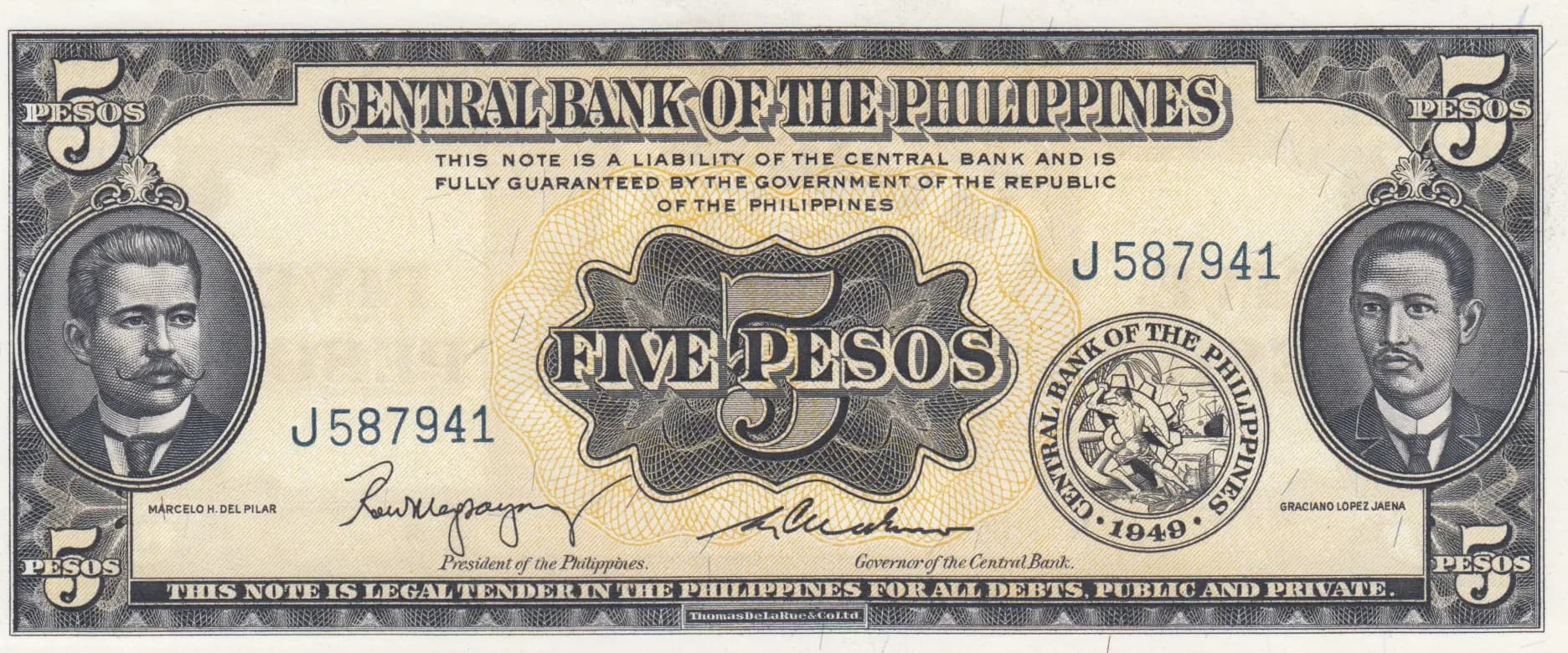 5 pesos 1949 from Philippines, P-135b