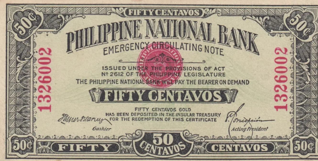 50 centavos 1917 from Philippines, P-41