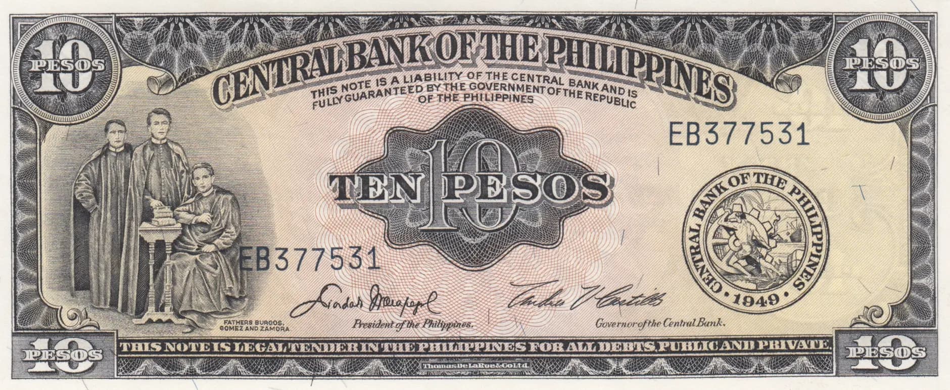 10 pesos 1949 from Philippines, P-136e