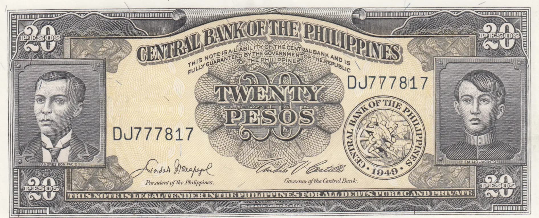 20 pesos 1949 from Philippines, P-137d