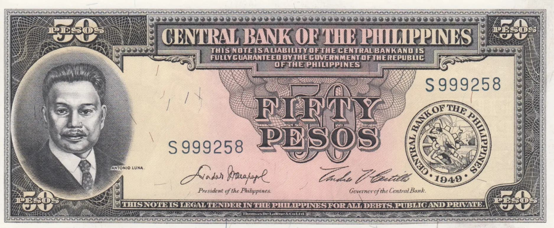 50 pesos 1949 from Philippines, P-138d (1949) — image 1