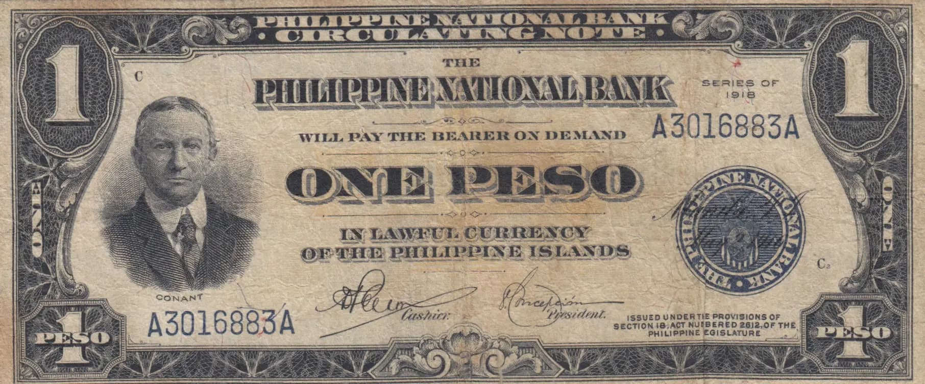 1 peso 1918 from Philippines, P-44 (1918) — image 1