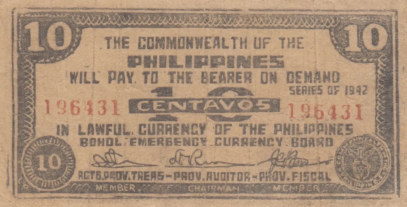 10 centavos 1942 from Philippines, P-S131d (1942) — image 1