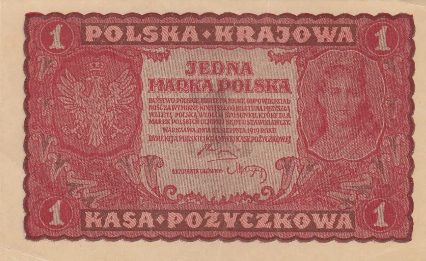 1 marka 1919 from Poland, P-23 (1)