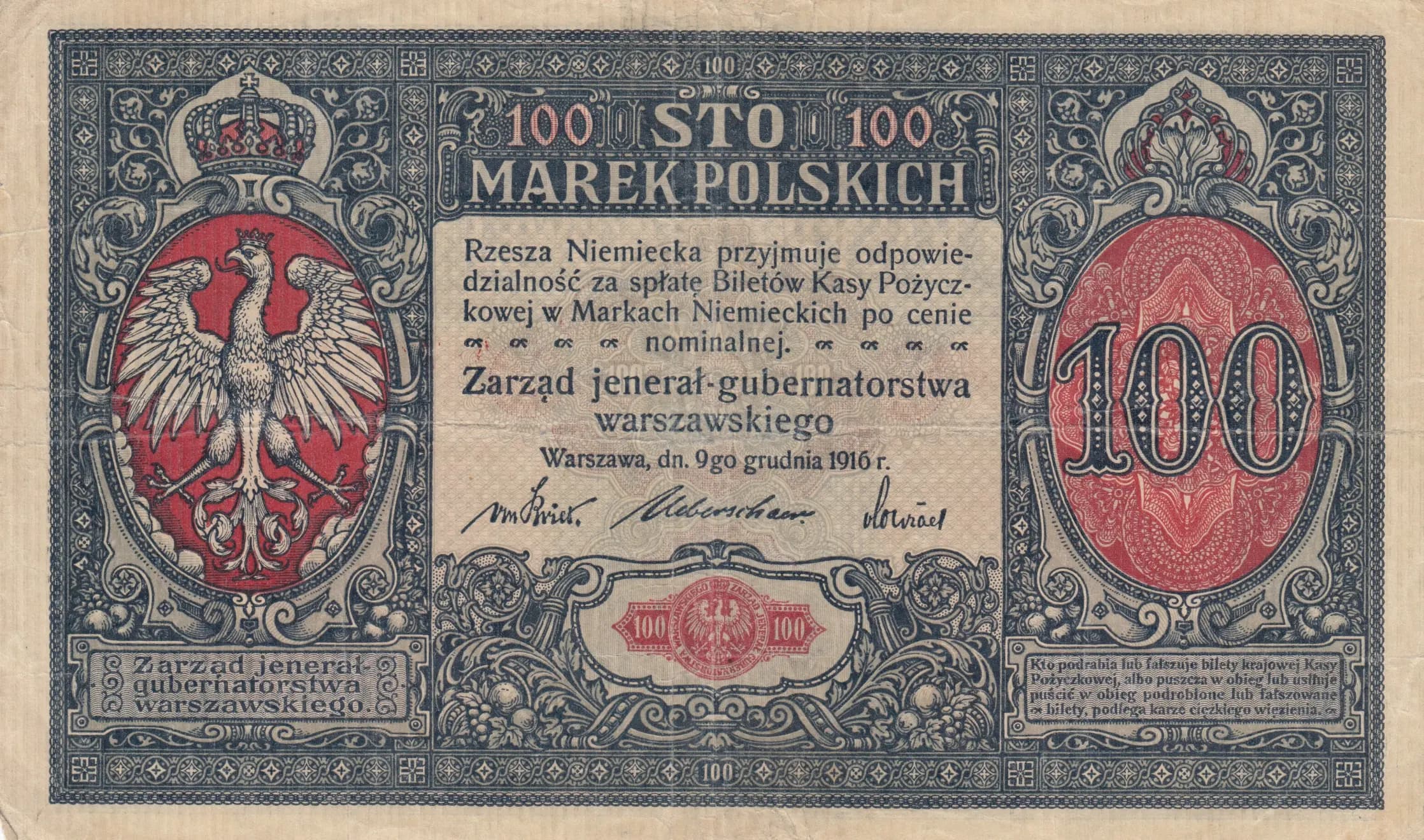 100 marek 1916 from Poland, P-6 (1916) — image 2