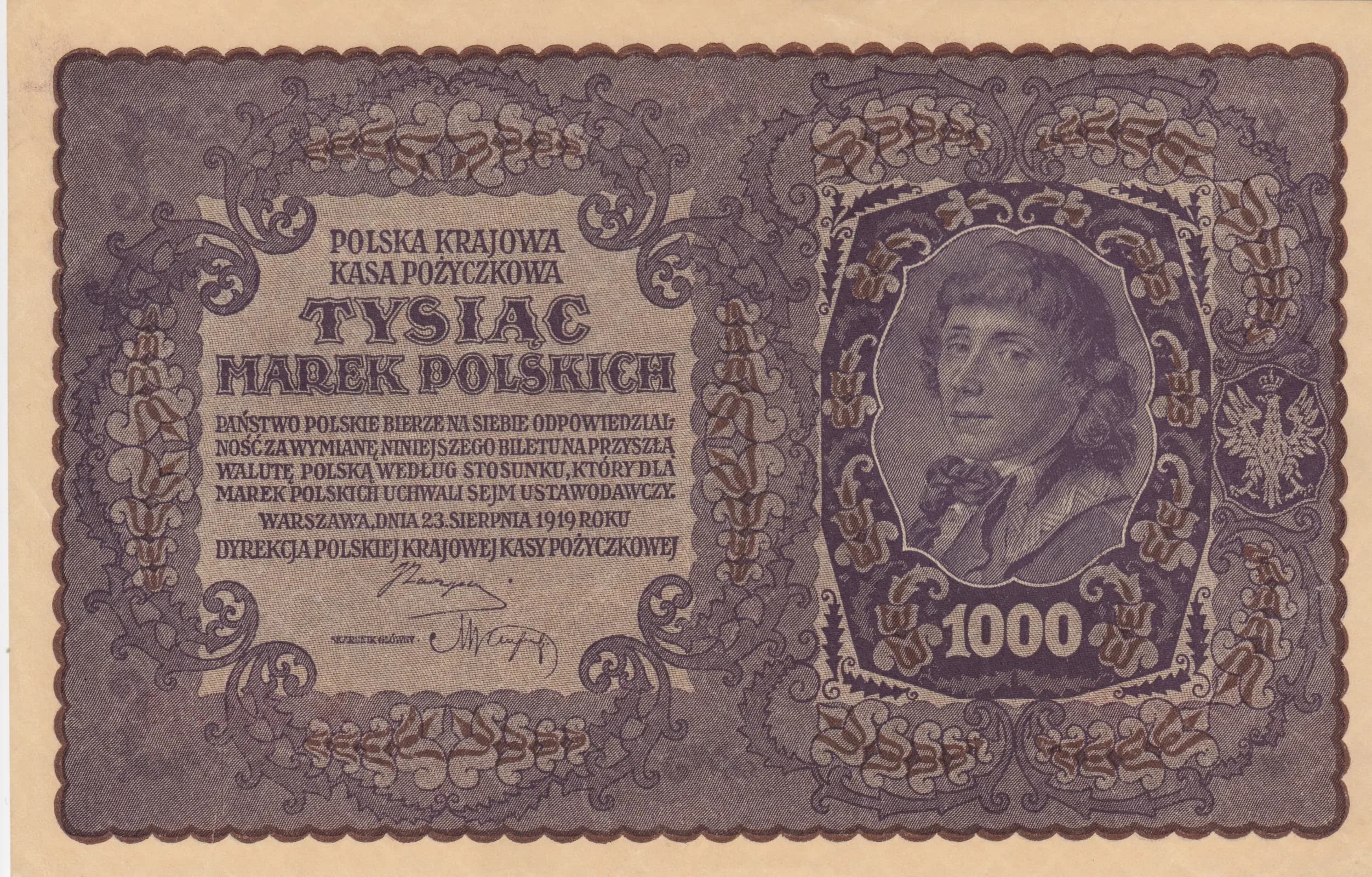 1000 marek 1919 from Poland, P-29