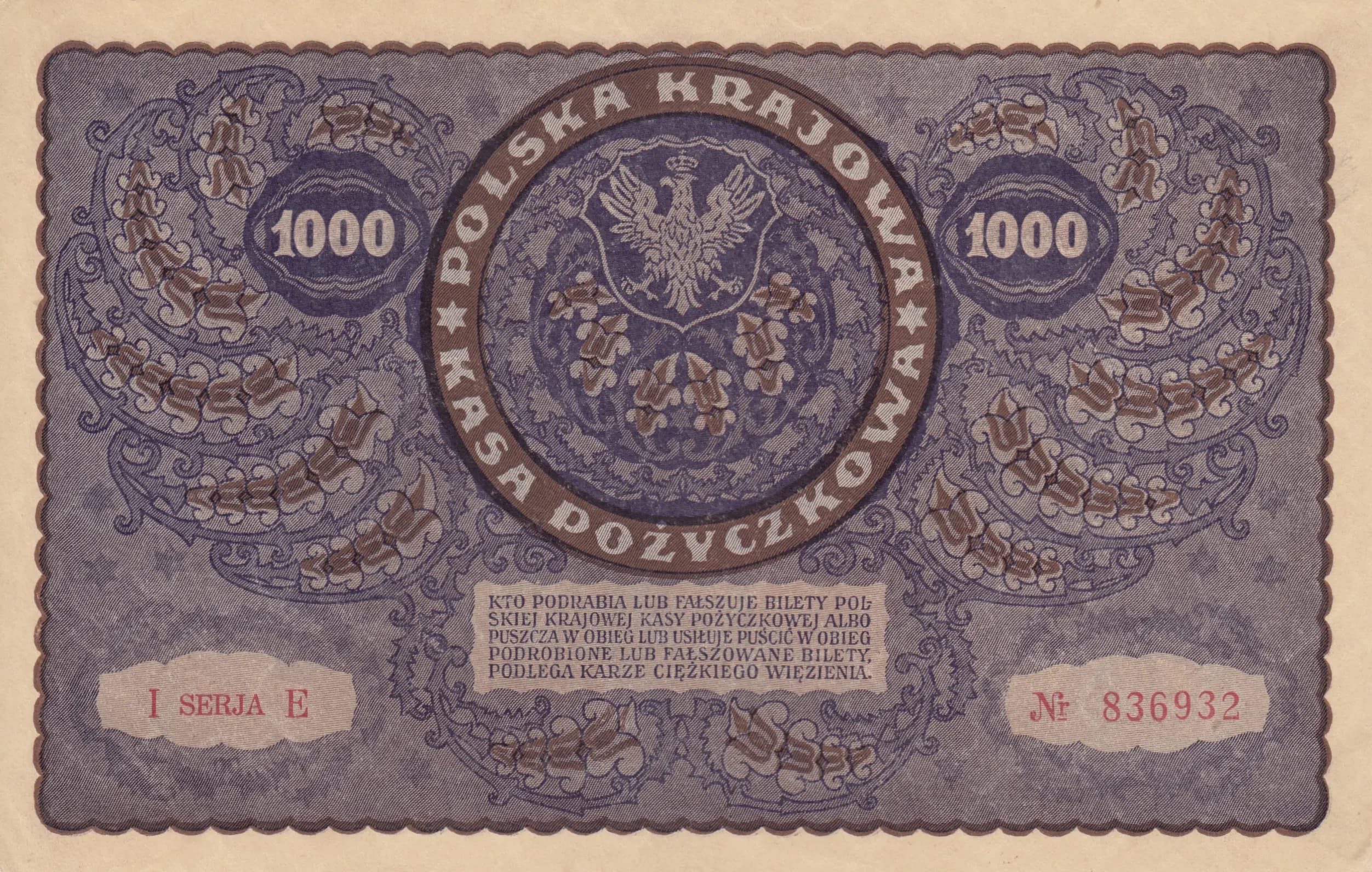 1000 marek 1919 from Poland, P-29 (1919) — image 2