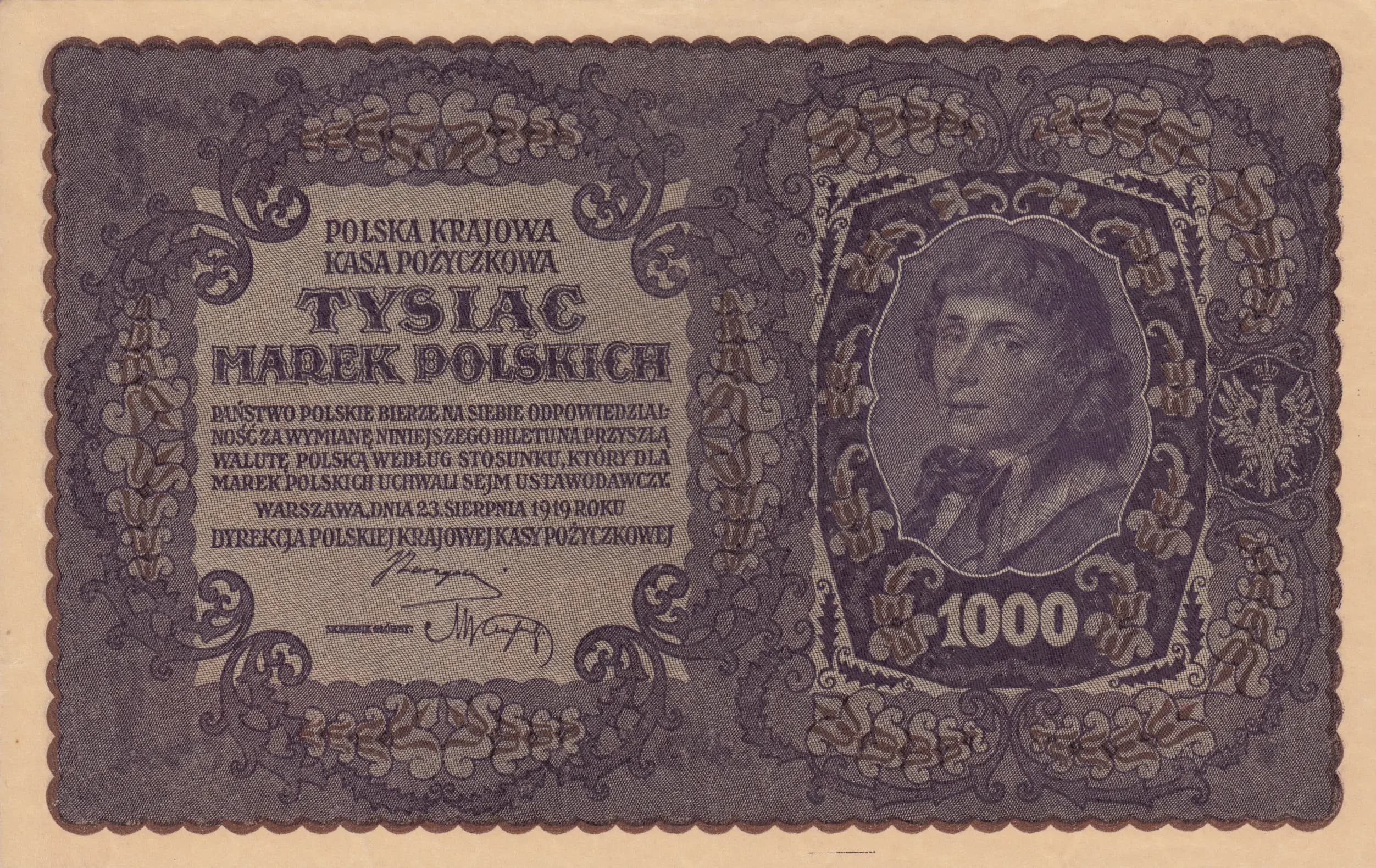 1000 marek 1919 from Poland, P-29