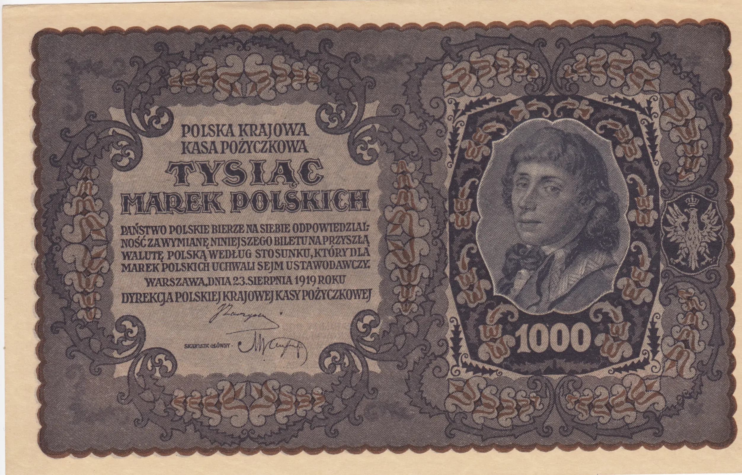 1000 marek 1919 from Poland, P-29