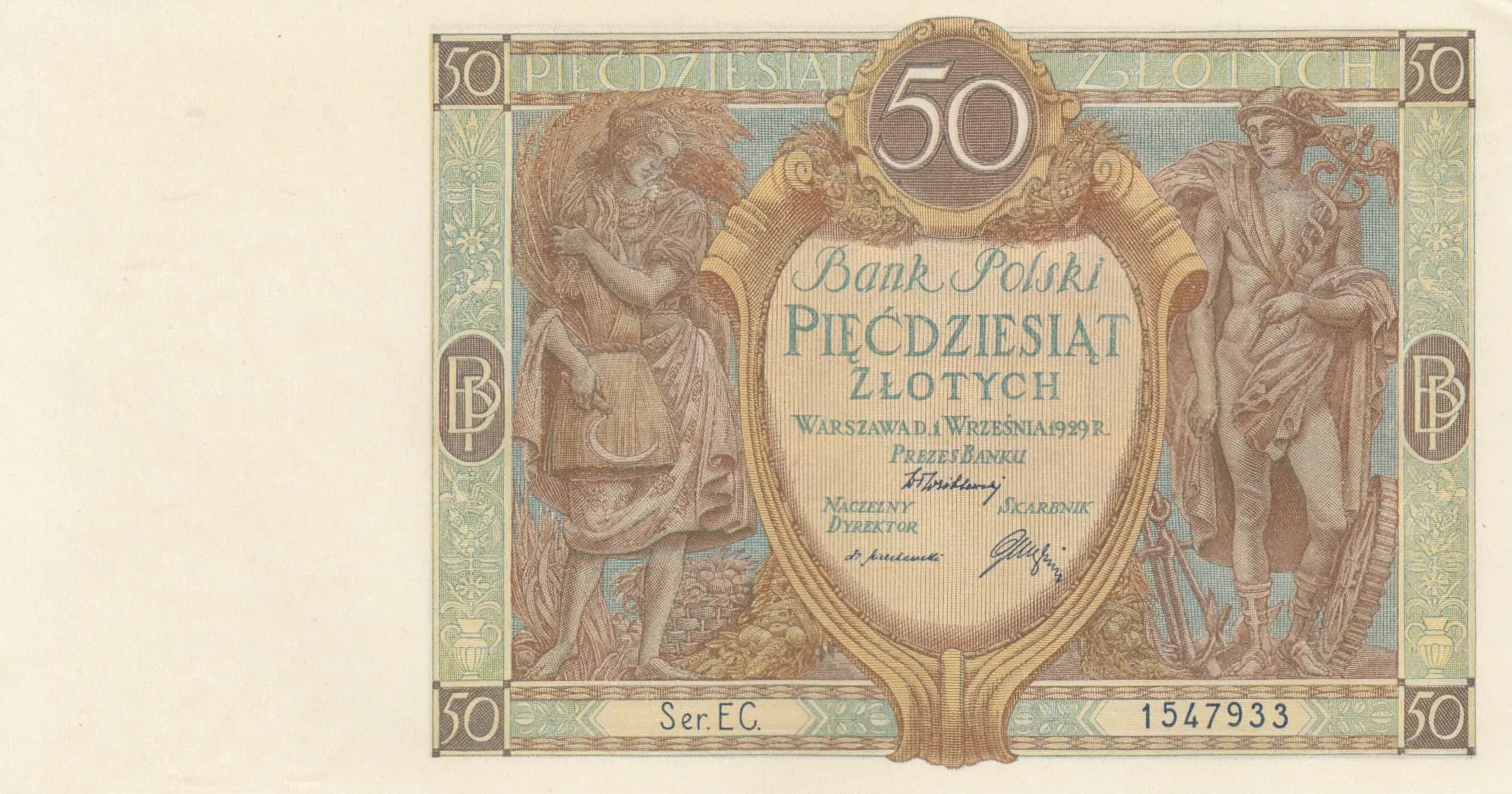 50 zlotych 1929 from Poland, P-71