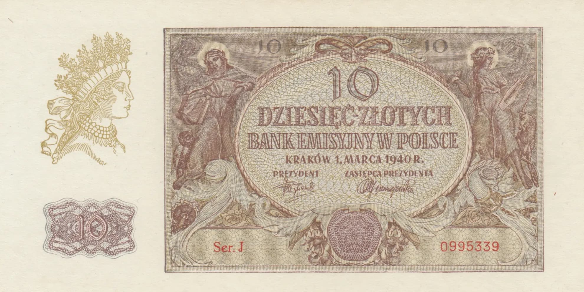 10 zlotych 1940 from Poland, P-94 (1940) — image 1